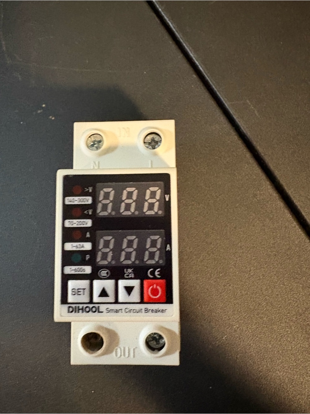 White Smart Circuit Breaker with Digital Voltage & Current Display